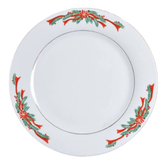 VTG Christmas Dinner Plates, Set of 4, Poinsettia & Ribbons pattern, fine China - Picture 3 of 3